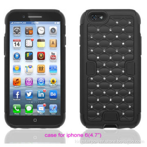 Crystal Diamond Hybrid Phone Case for iPhone 6 & iPhone 6 Plus, Rhinestone Studded, PC+SiliconeNew
